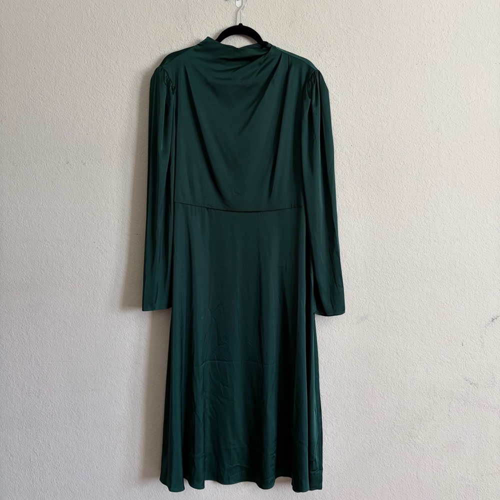 Alexia Admor Deep Green Long Sleeve Midi formal Dress L elegant modest event
